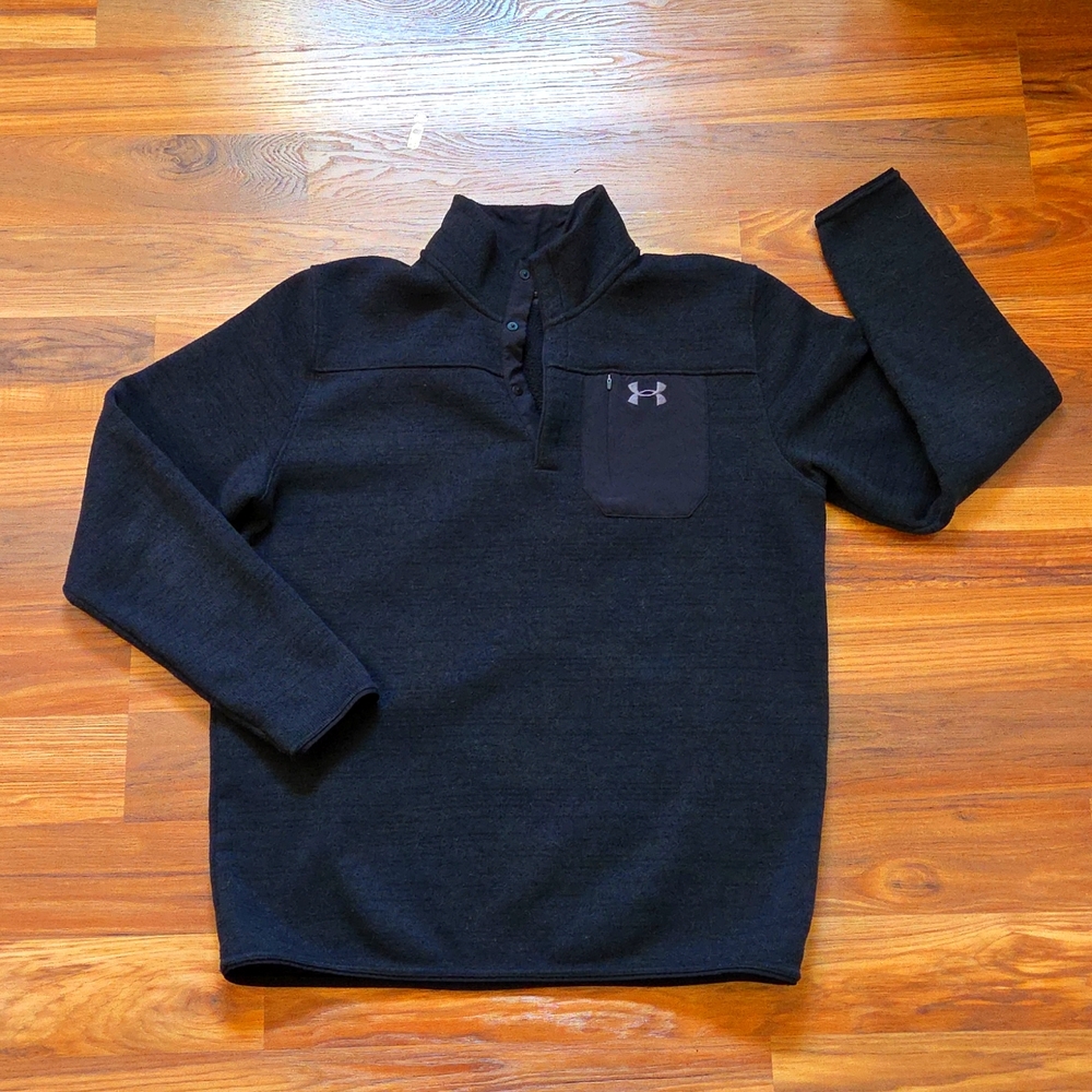 Men's Under Armour Snap Button Sweater. Black. XL.